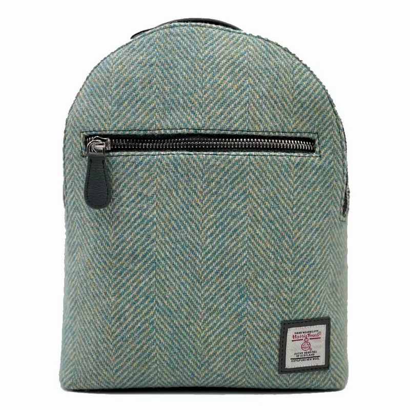 Maccessori Baby Backpack Turquoise Herringbone Harris Tweed CB5001-1904B2 front