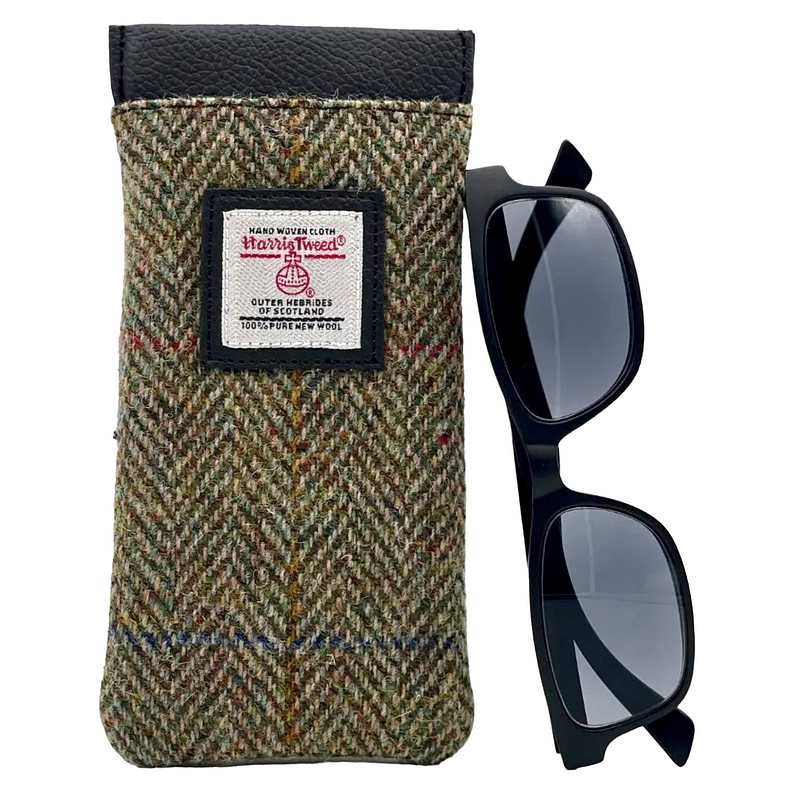 Maccessori Glasses Sleeve Country Green Harris Tweed CB2202-C001T with sunglasses