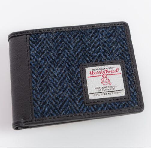 Maccessori Harris Tweed Mens Trifold Wallet Blue front