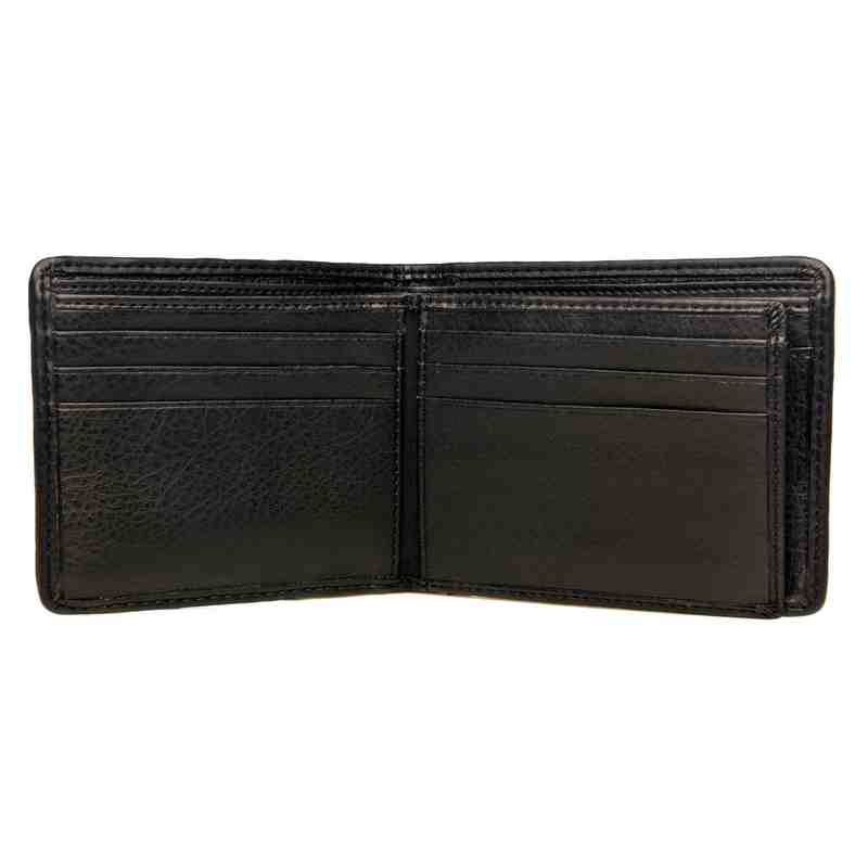 Maccessori Harris Tweed Trifold Gents Wallet Blue Check open to notes and cards section