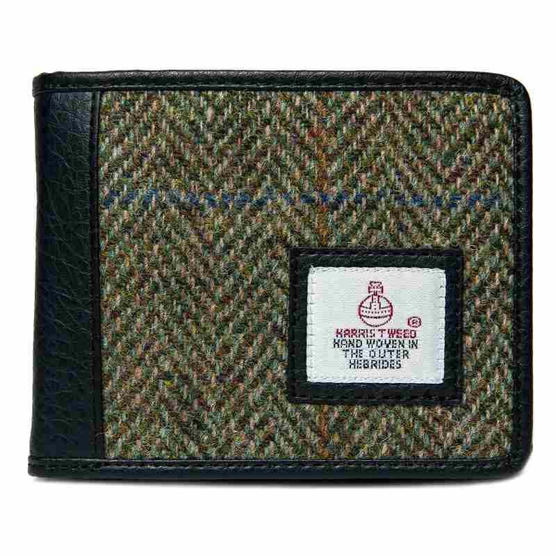 Maccessori Harris Tweed Trifold Gents Wallet Country Green front