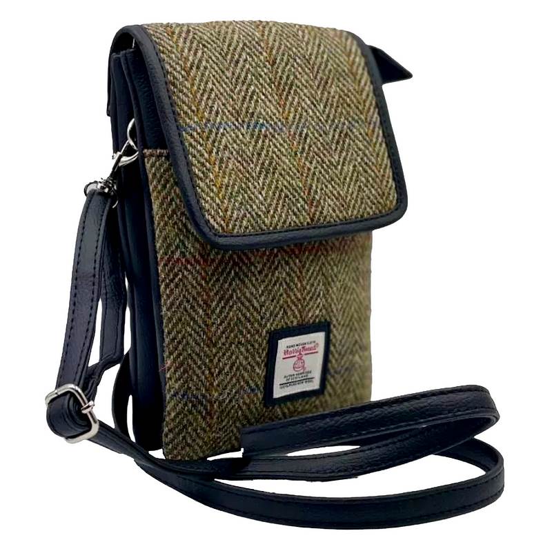 Maccessori Mini Cross Body Bag Country Green Harris Tweed CB2201-C001T with strap