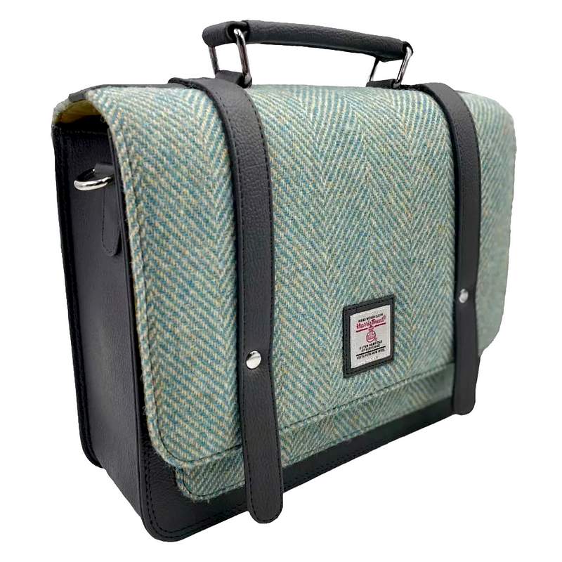Maccessori Mini Messenger Bag in Turquoise Herringbone Harris Tweed CB2001-1904B2 side