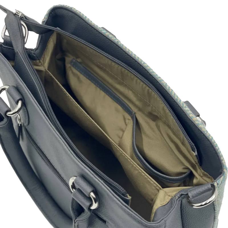 Maccessori Top Handle Bag Turquoise Herringbone Harris Tweed CB2301-1904B2 inside pockets