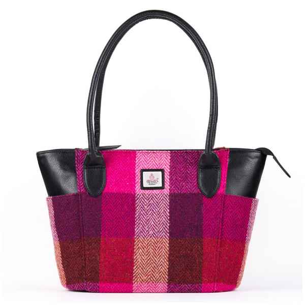 Maccessori Large Tote Harris Tweed Bag Pink Squares front
