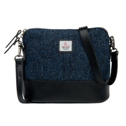 Maccessori Square Shoulder Bag Blue Harris Tweed front