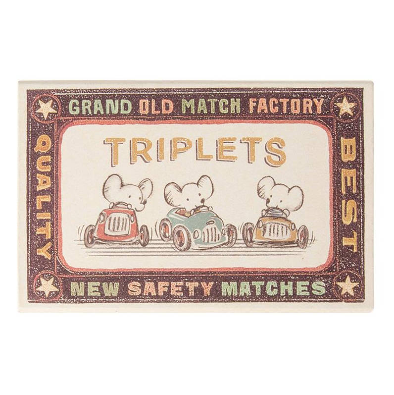 Maileg Baby Mice Triplets in Matchbox front