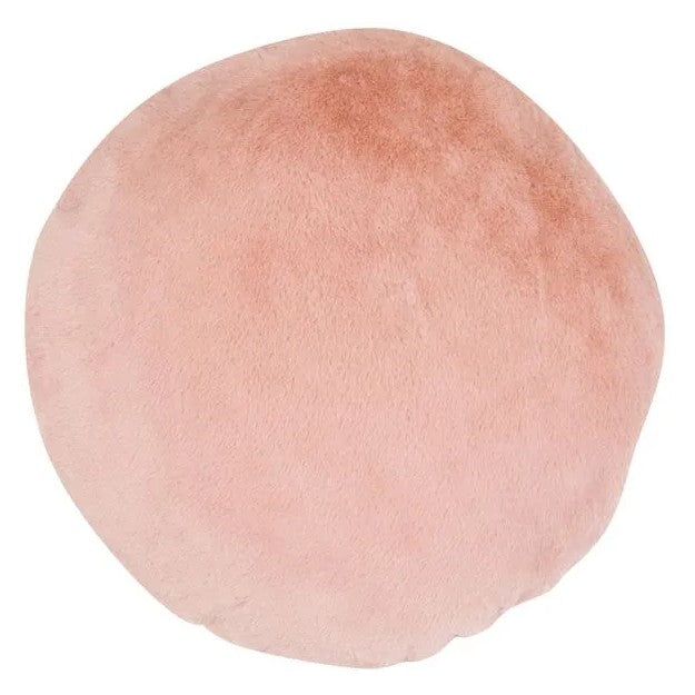 Malini Faux Rabbit Fur Round Cushion Blush