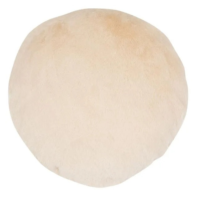 Faux Rabbit Fur Round Cushion Natural
