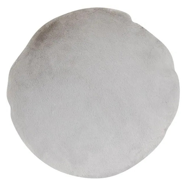 Faux Rabbit Fur Round Cushion Silver