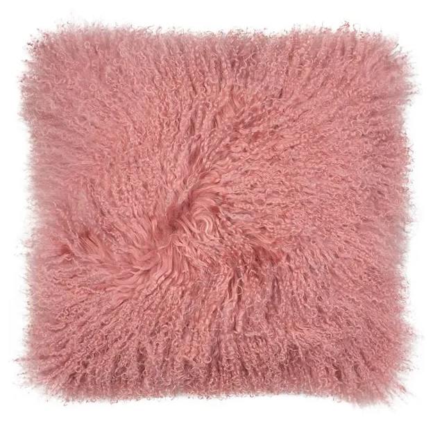 Malini Mongolian Sheepskin Cushion Rosewood Pink