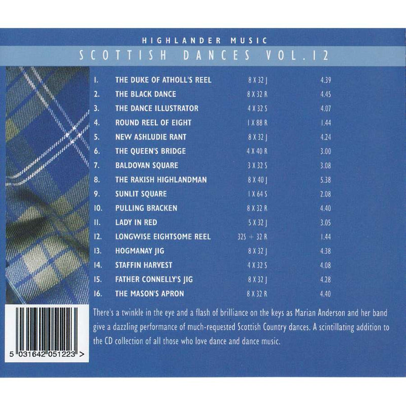 Marian Anderson and Her Scottish Dance Band - Scottish Dances Volume 12 CD inlay track list