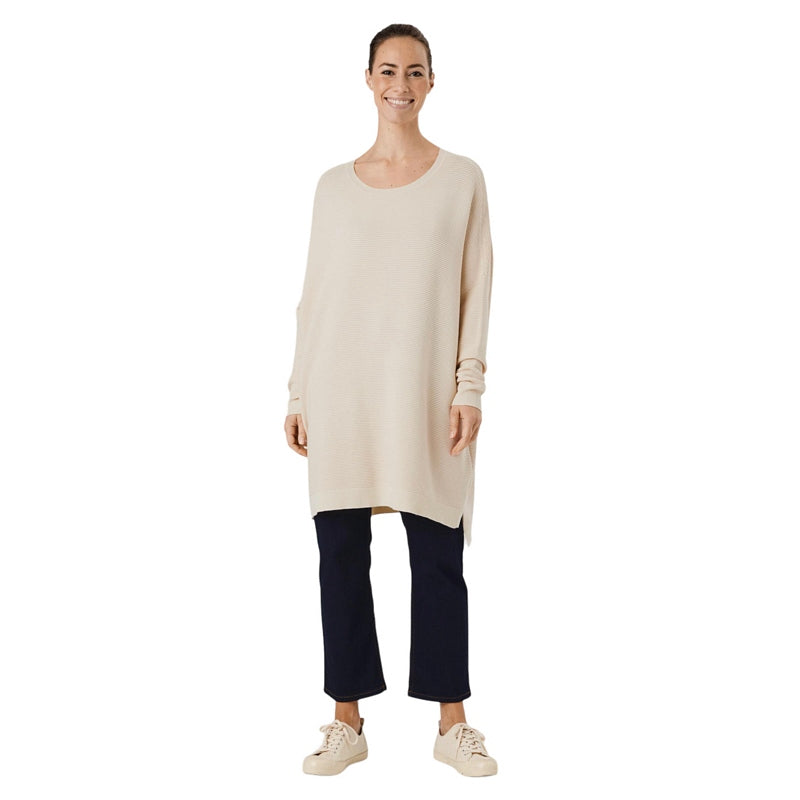 Masai Clothing Flos Oversized Knitted Top in Whitecap 1006952-1025S on model front