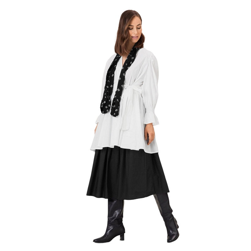 Masai Clothing Julia Jacket in White Cotton 1006020-1000S on model with scarf