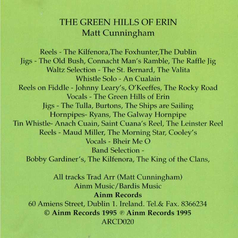 Matt Cunningham Green Hills Of Erin ARCD020 CD track list