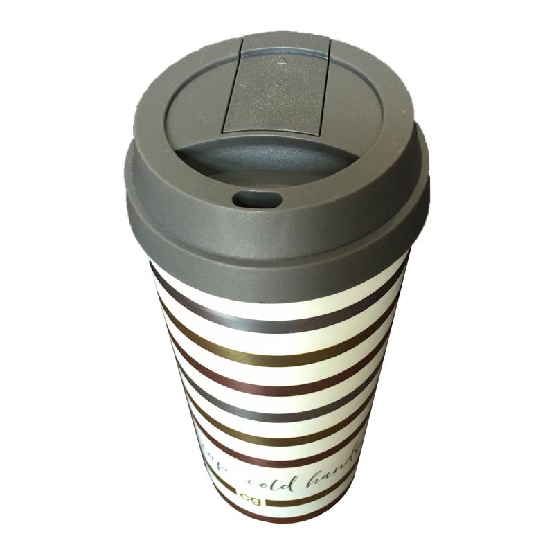 Metallic Stripe Travel Mug THM006 angled