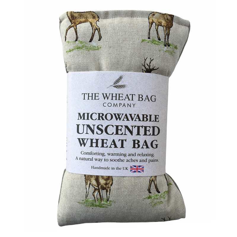 Microwavable Wheatbag Unscented Stag Print in packaging
