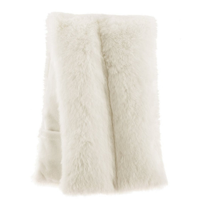 Microwaveable Faux Fur Body Wrap Cream BW-18-013 open