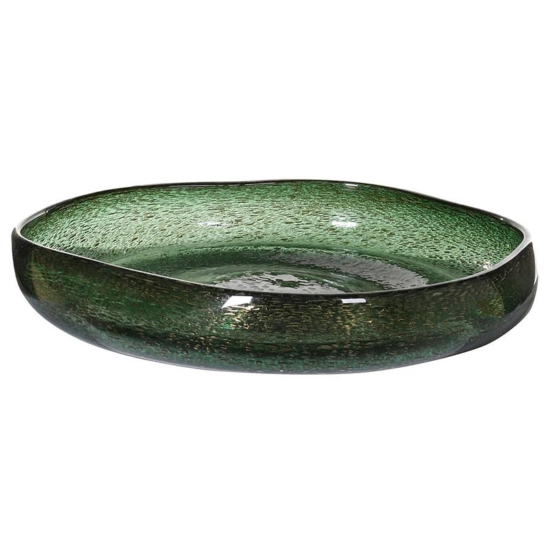 Misshapen Green Glass Bowl with Bubbles DCC019