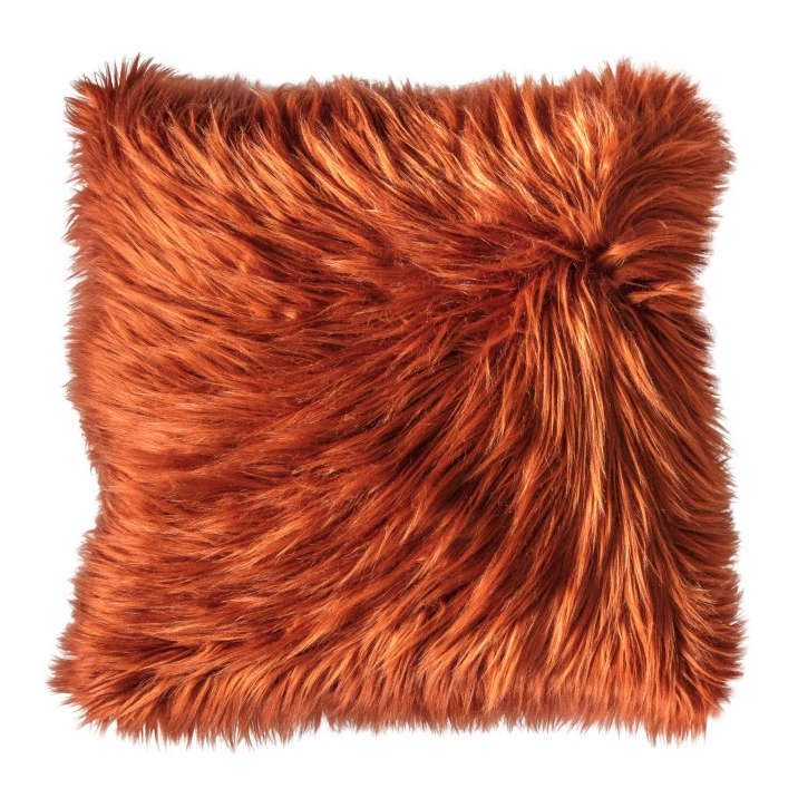 Mongolian Faux Fur Cushion in Burnt Orange main