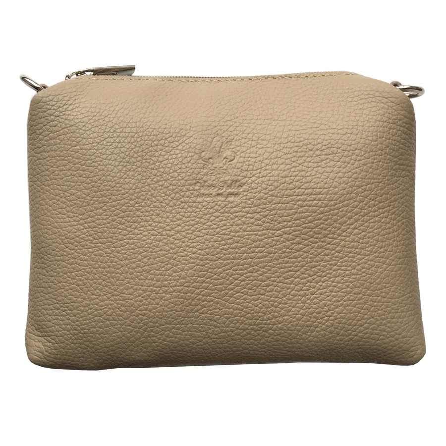 Multi-use Leather Tote with Pouch in Camel Pouch