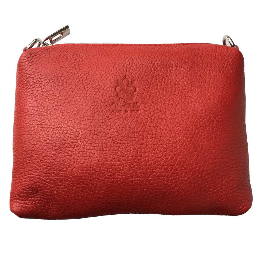 Multi-use Leather Tote with Pouch Bright Berry pouch