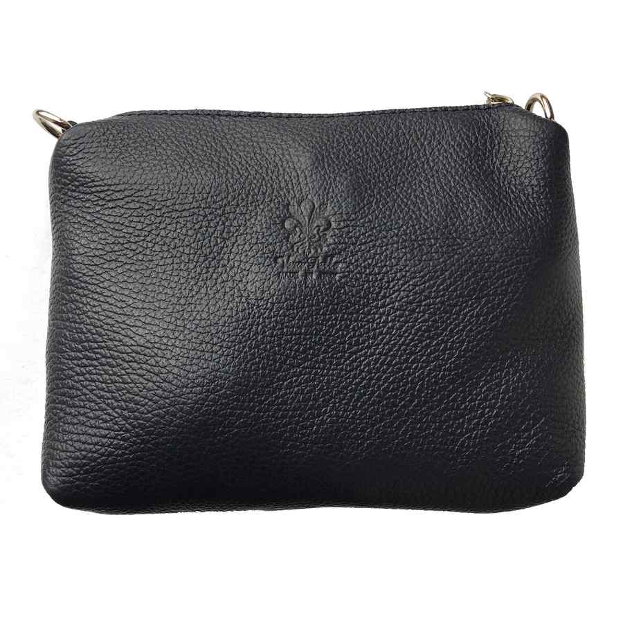 Multi-use Leather Tote with Pouch Dark Sky pouch front