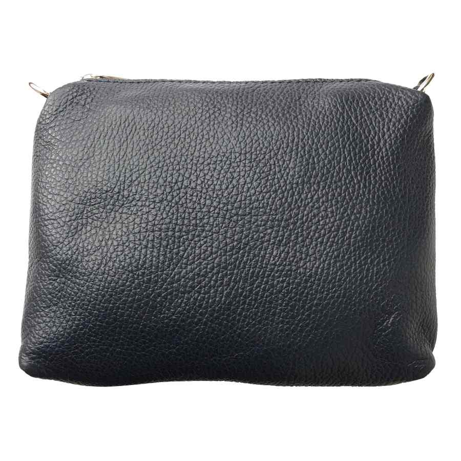 Multi-use Leather Tote with Pouch Dark Sky pouch back