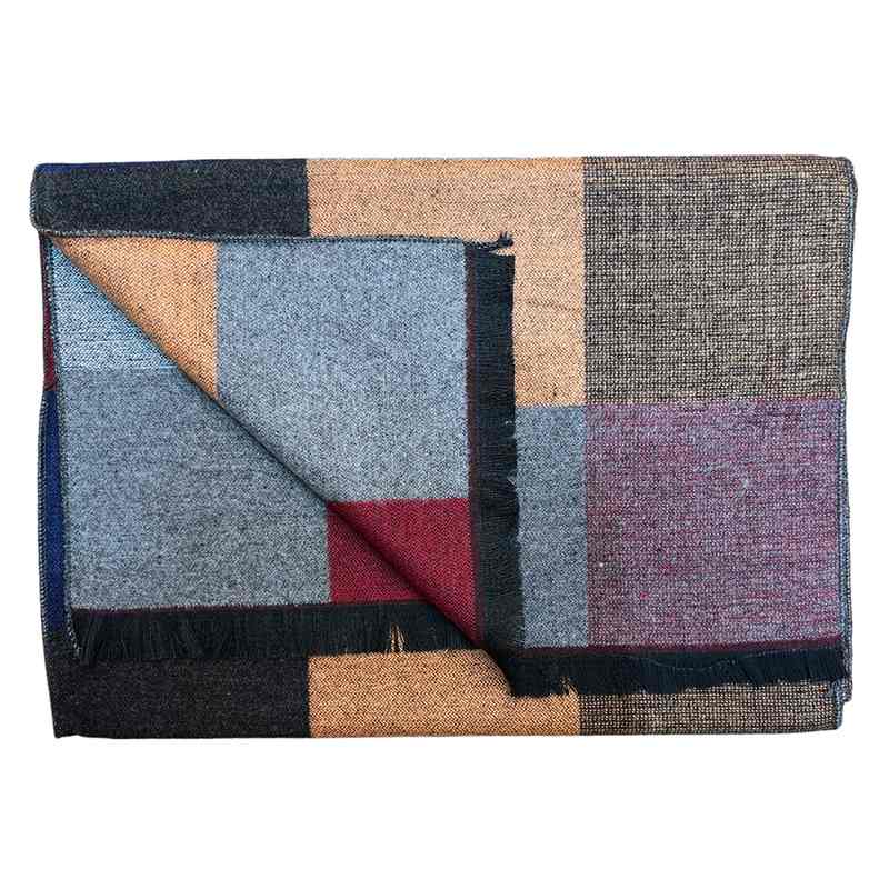 Multi-coloured Square Pattern Mens Bamboo Scarf SP726 folded showing back