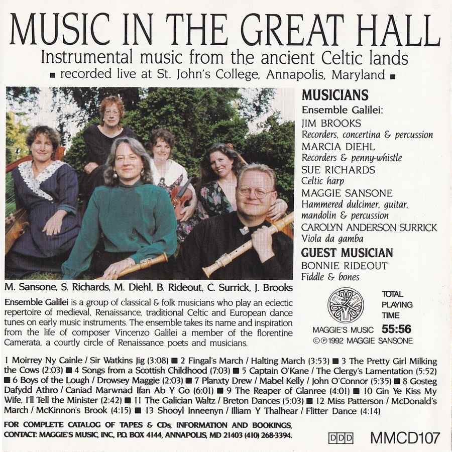 Music In The Great Hall MMCD107 back