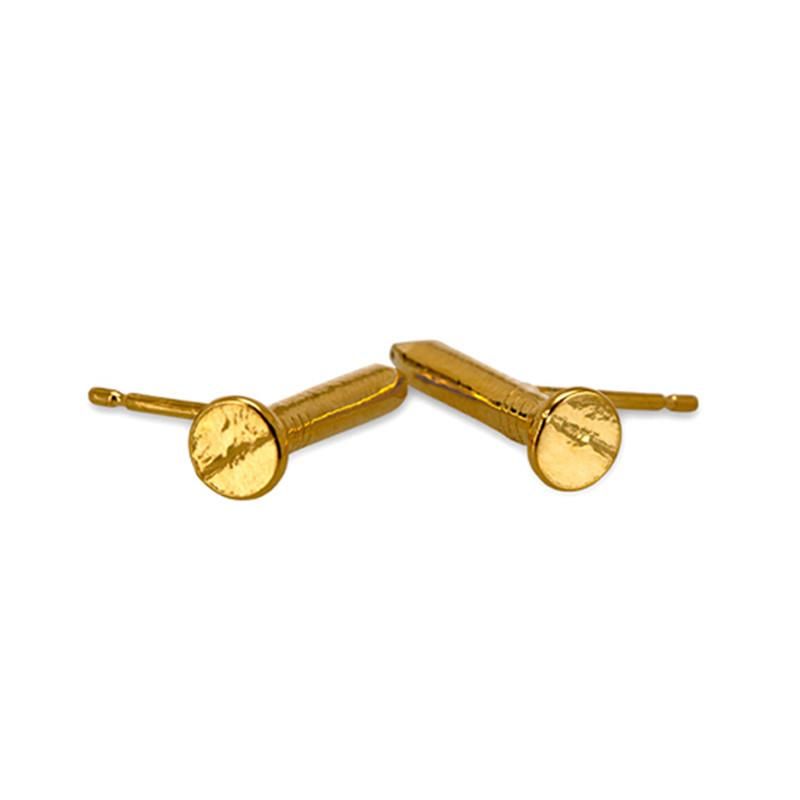 Hard-Wear Yellow Gold Nail Stud Earrings