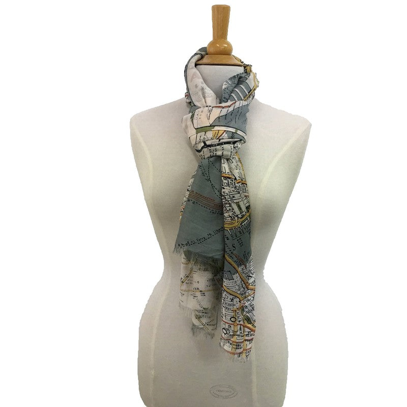 NYC Street Map Scarf - Grey tied