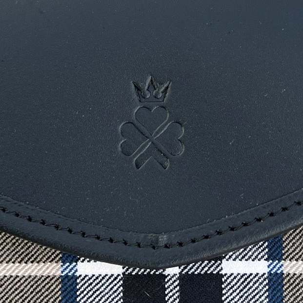 Nixey Sporran Handbag Thompson Tartan Black Leather logo detail