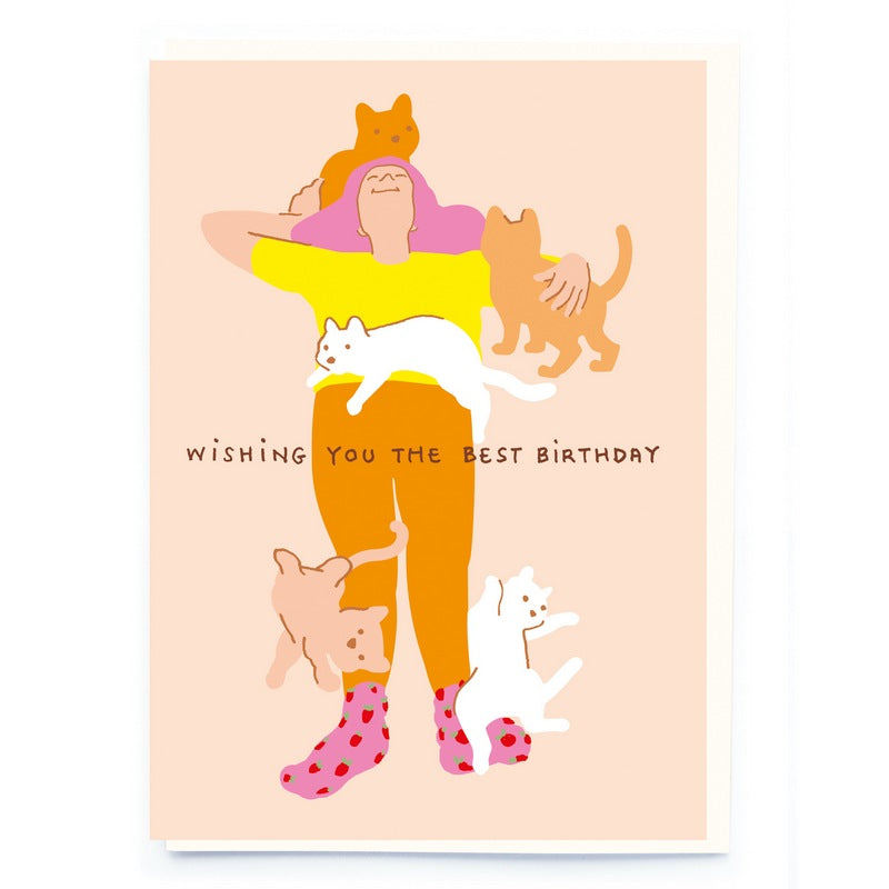 Noi Publishing Greetings Card Cats Sleeping Birthday CK004 front