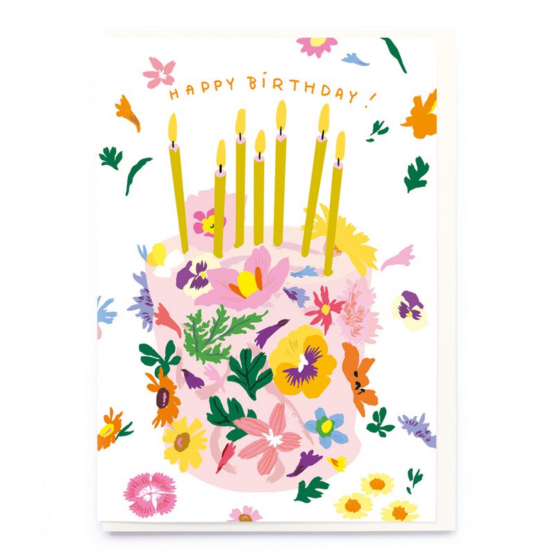 Noi Publishing Greetings Card Floral Birthday Cake CB011 front