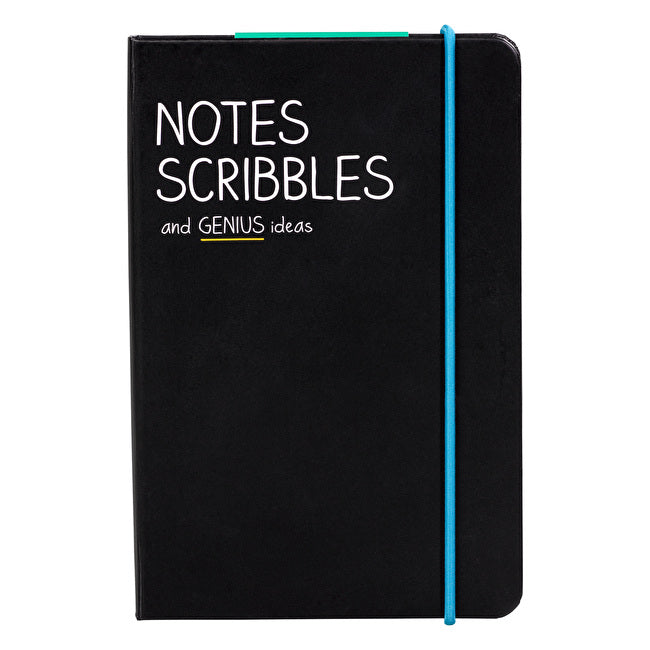 Notes Scribbles & Genius Ideas A6 Notebook font cover