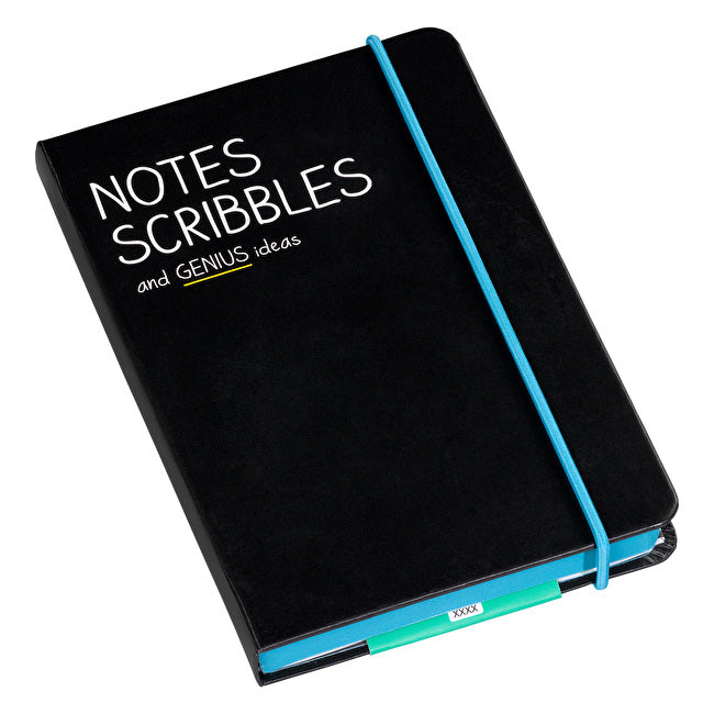 Notes Scribbles & Genius Ideas A6 Notebook showing edge colour