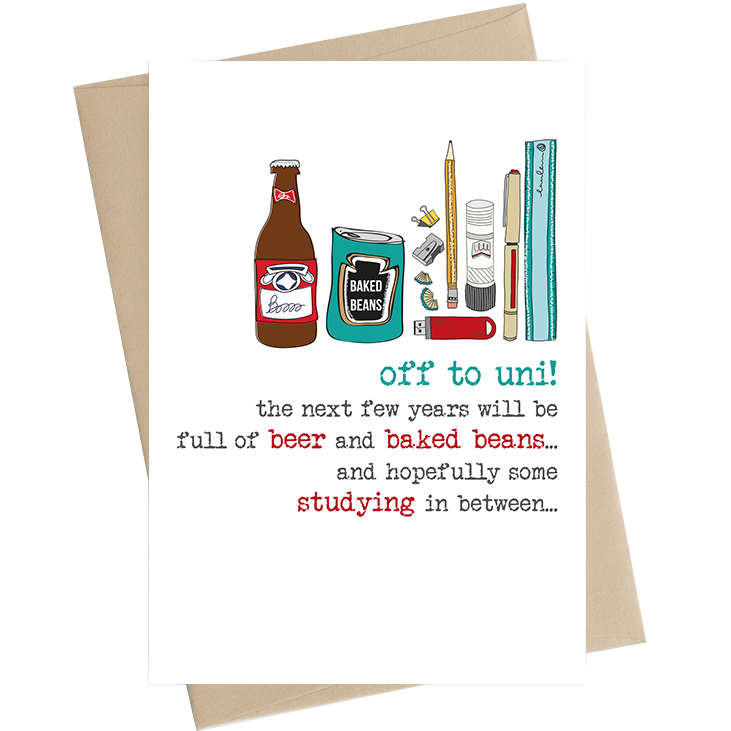 Off To Uni Beer And Baked Beans Card WW730