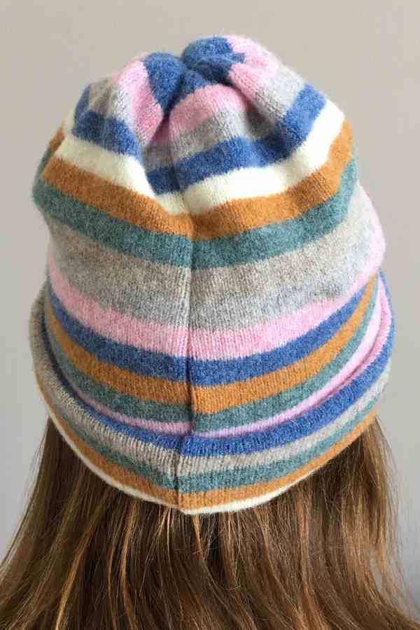 Old School Beauly Knitwear - Inverness Pink Skies Hat on model back