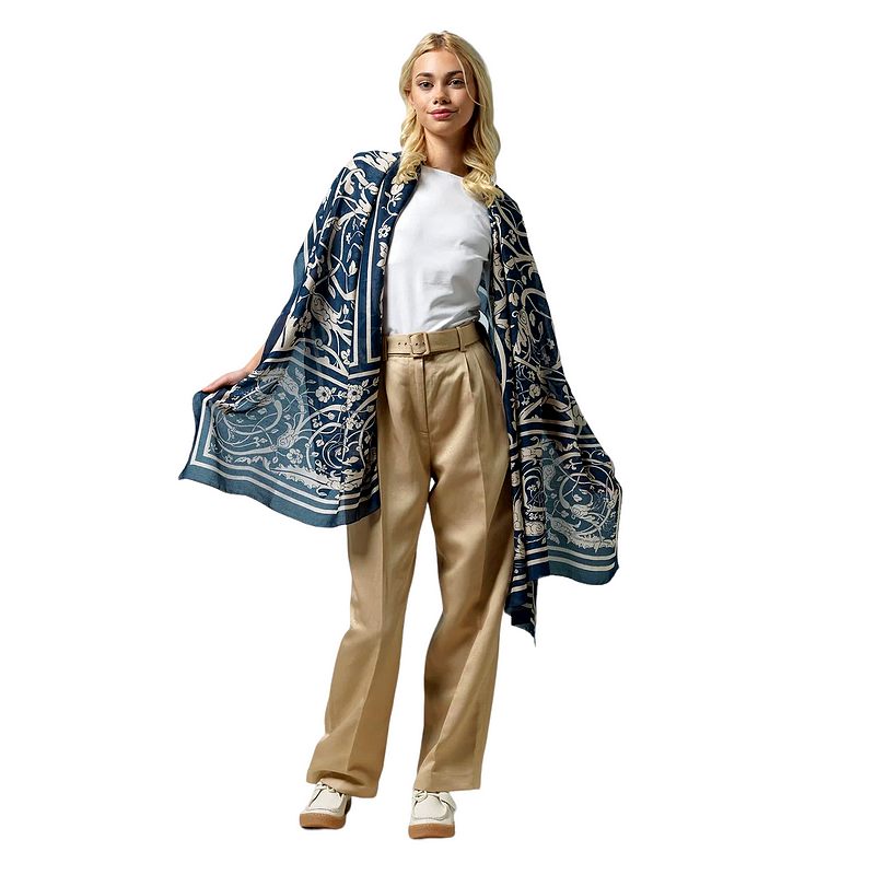 One Hunderd Stars Jaipur Blue Scarf SCAJAIBLU on model front 2