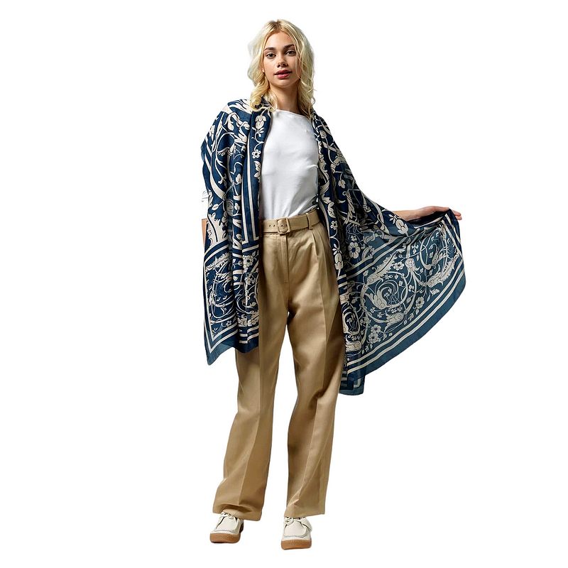 One Hunderd Stars Jaipur Blue Scarf SCAJAIBLU on model front 3