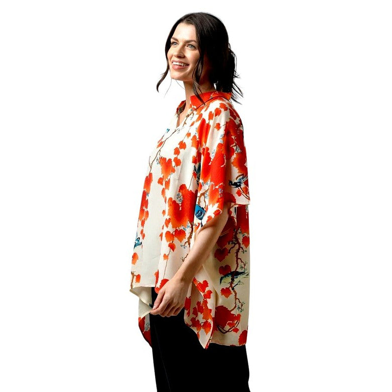 One Hundred Stars Acer Red Tunic Top TPTACRRUS on model side