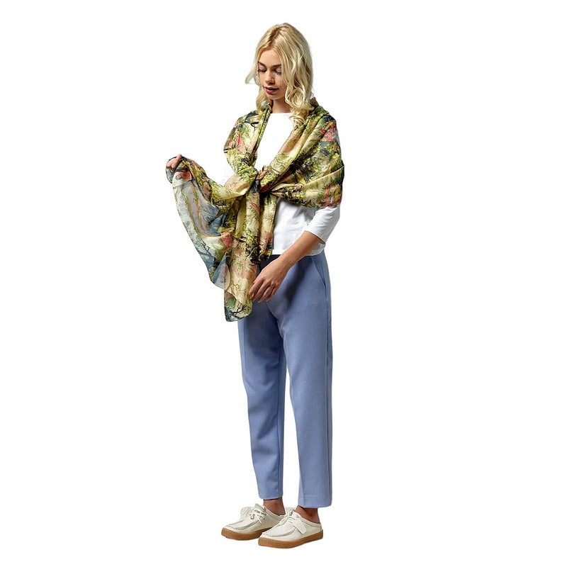One Hundred Stars Country Toile Scarf SCACTYNAT on model