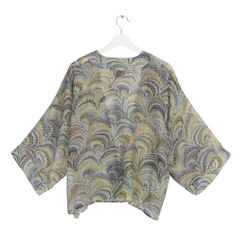 One Hundred Stars Kimono Marbled Green rear