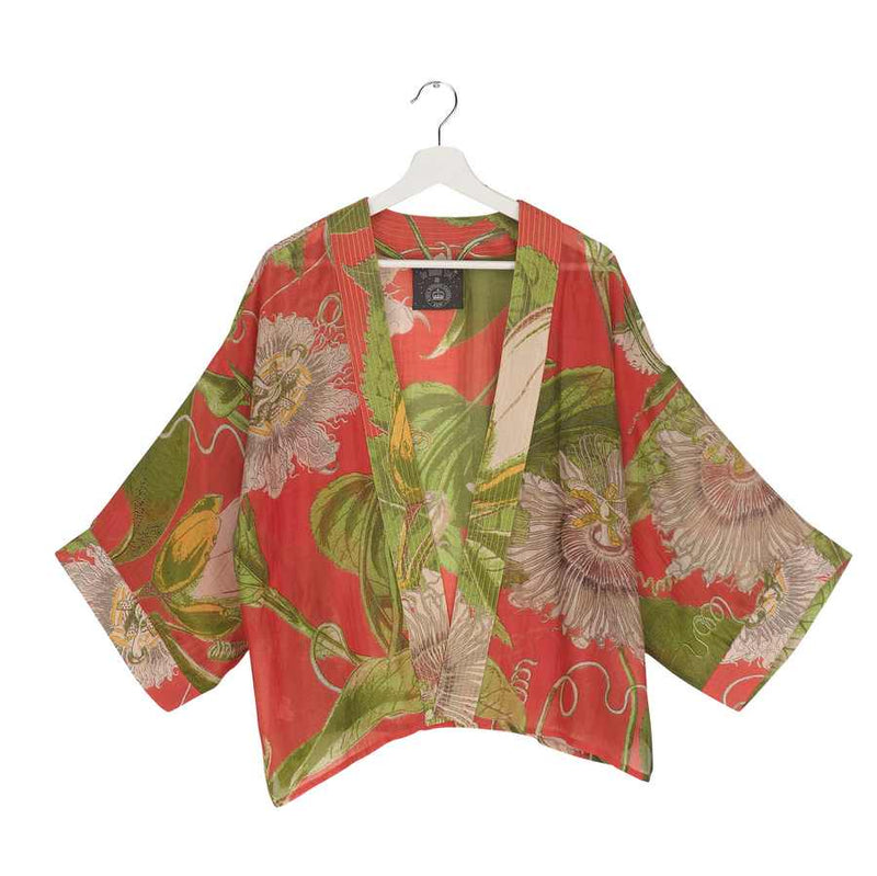 One Hundred Stars Kimono Passion Flower Scarlet Red front