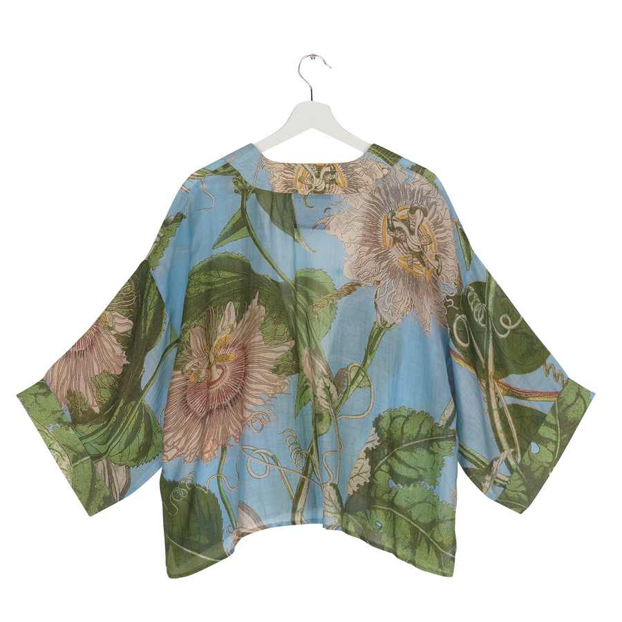 One Hundred Stars Kimono Passion Flower Sky Blue back