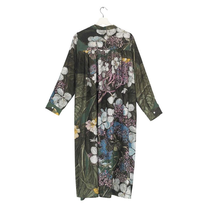 One Hundred Stars Marianne North Hydrangea Forest Green Duster Coat back