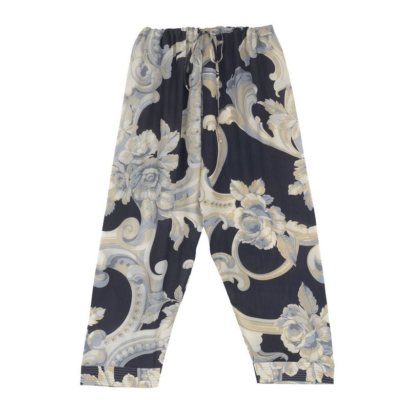 One Hundred Stars Marianne North Plaster Roses Midnight Crepe Lounge Pants front