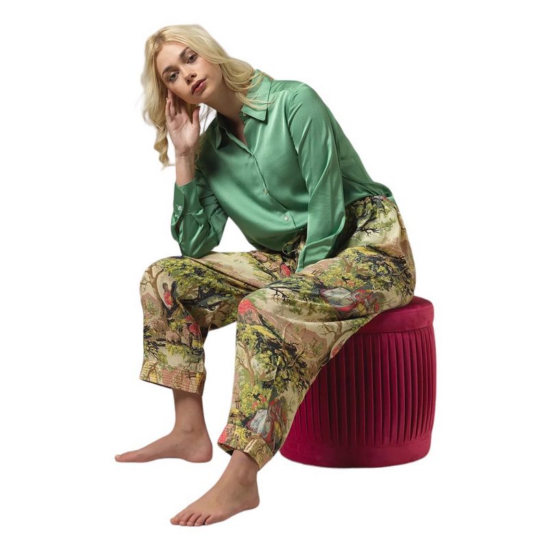 One Hundred Stars Pants Country Toile in Natural PANCTY on model sitting