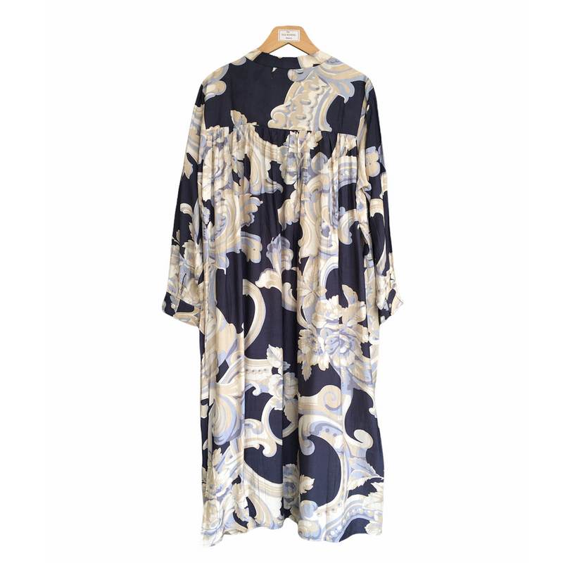 One Hundred Stars Plaster Roses Duster Coat Midnight on hanger back